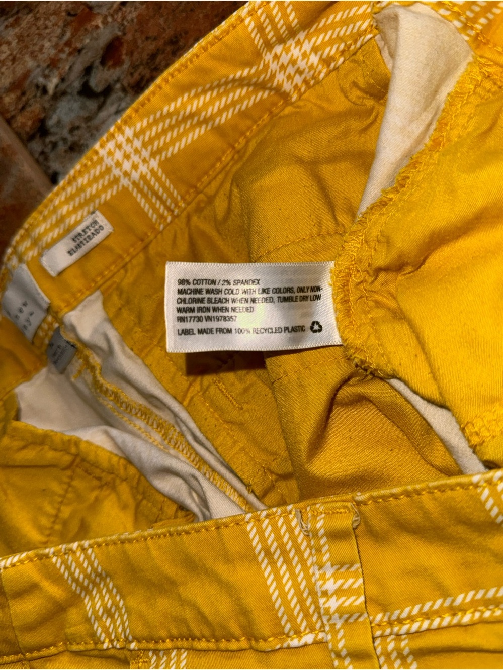 a new day Yellow Plaid Cotton Blend Jean Shorts - Picture 5 of 5
